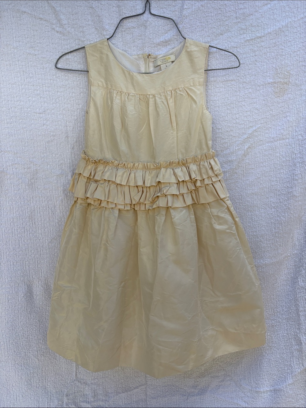 Crewcuts Cream Ruffle Waist  Girl Party Dress